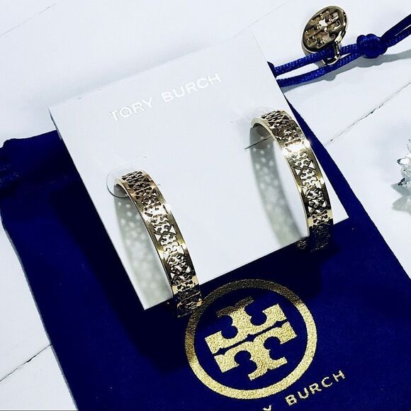 TORY BURCH KINSLEY HOOPS EARRINGS